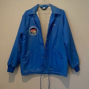 Vintage 80s Sportmaster Northrop Wheelers Sherpa Lined Jacket‎ Blue